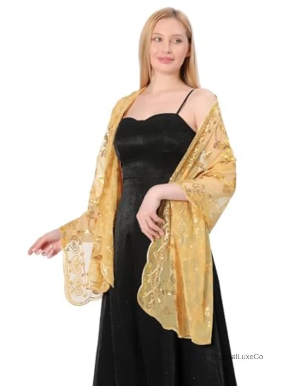Sequin Fringe Shawl Wrap Evening Cape Scarf for Wedding Party